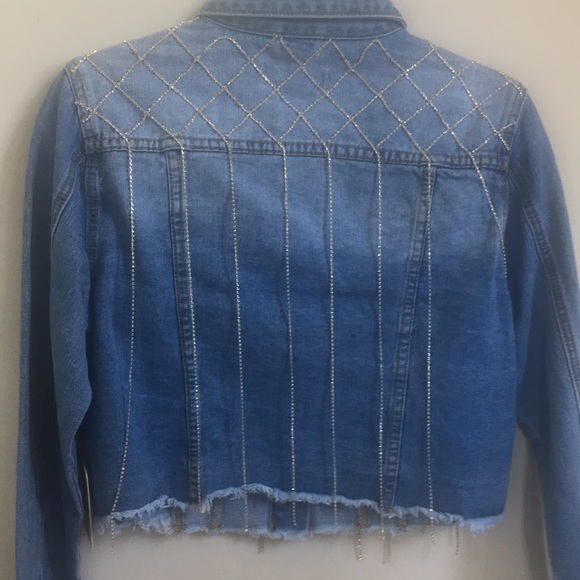COPY - Women’s denim jacket rhinestone tassels NWT - Picture 9 of 10